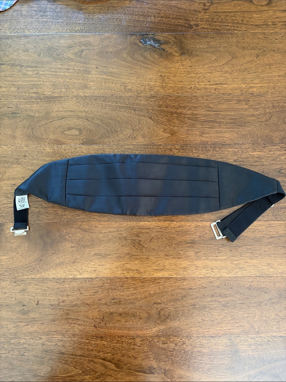 Vintage Lord West Black Satin Cummerbund Made in USA Adjustable 27–50
